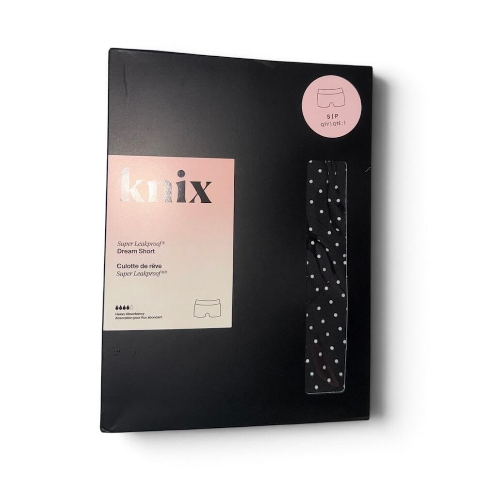 NWT Knix Dream Short Super Leakproof Small Black & White Polka Dot Underwear